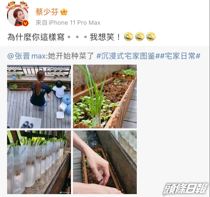 蔡少芬在網上與老公放閃。